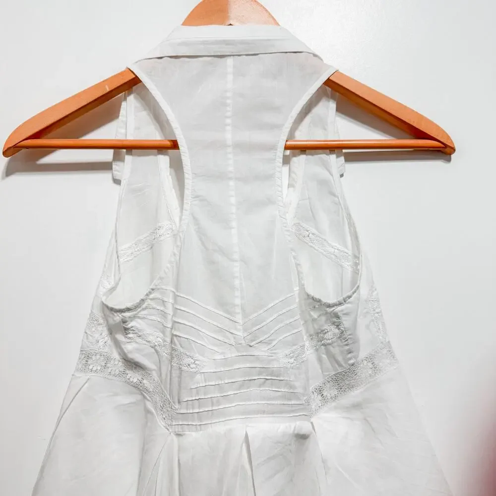 ALLSAINTS SPITALFIELDS White Cotton ECHO Top Size XS Peplum Collared